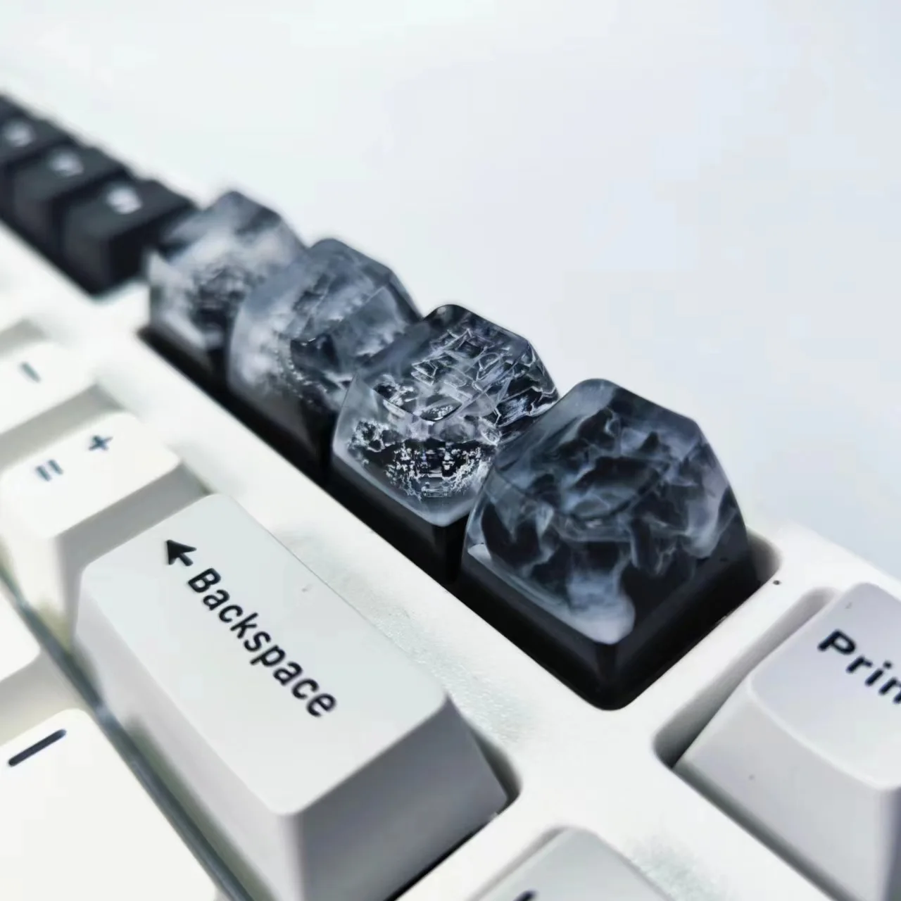 Személyre szóló Gépi Kulcskarika DIY kiegészítők Iparos Havazik hegyi 3D Gyanta backlit keycaps