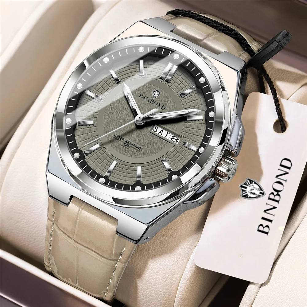 New Fashion Quartz Wristwatches High Quality Swiss Black Leather Watch Men Luxury Brand Top Mens Automatic Watches For Man Gifts
