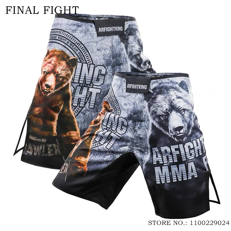 

Shorts for MMA BJJ Fight Pants Bear Tiger Sublimated Martial Arts Sports Training Trunks Gift Grappling Muay Thai Boxing Shorts