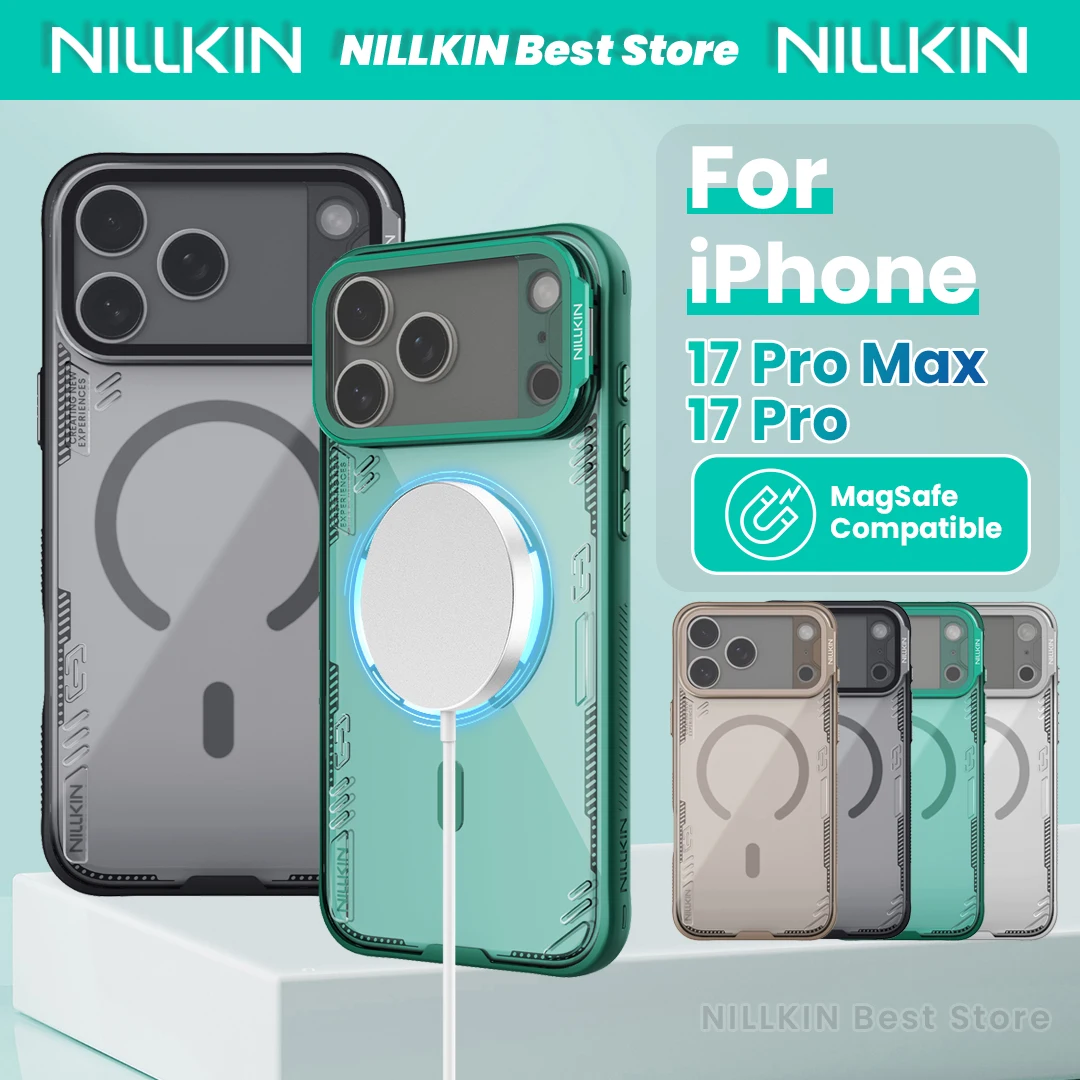 

Магнитный чехол Nillkin для iPhone 17 Pro Max/IPhone 17 Pro, Magsafe, крышка для зарядки объектива, подставка, прозрачная задняя крышка для телефона