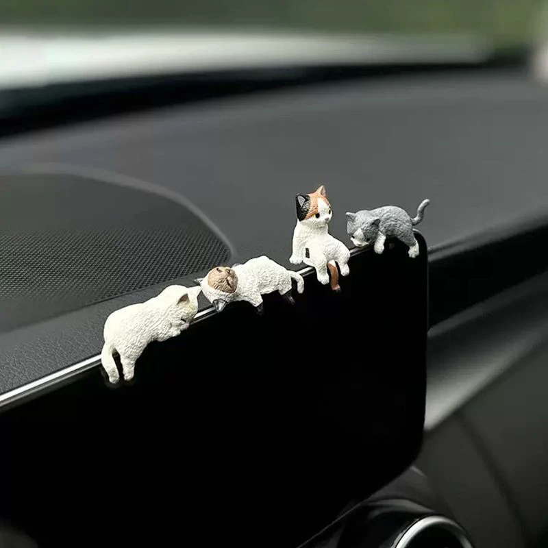 1/4Pcs Car Decoration Sleeping Cat Doll Kitty Creative Auto Ornaments Toys Cat Micro Landscape Model Cute Car Accessories Gifts