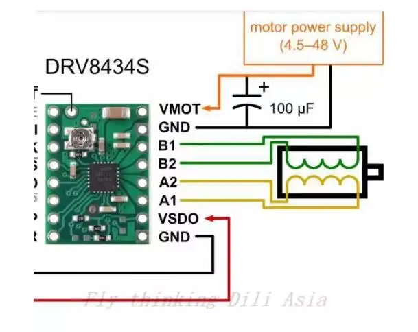 

3766 3768 DRV8434S Держатель драйвера шагового двигателя SPI, макс. 2 А