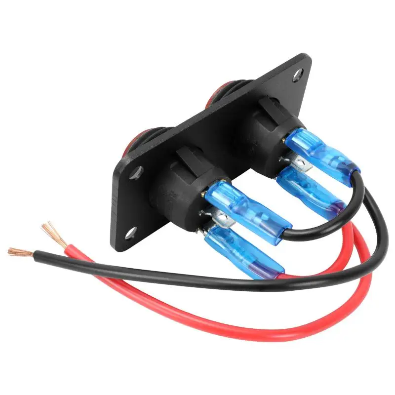1-6 Gang Rocker Switch Panel 12V Waterproof On-Off Toggle Switches With Red LED Light For Automotive,Boat,Truck Vehicles