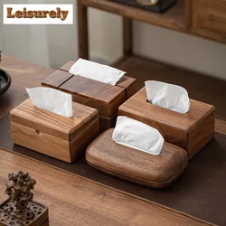 Walnut Wood Tissue Box Commercial Hotel Restaurant Paper Drawer Desktop Square Wooden Box Household Advertising Paper Drawer