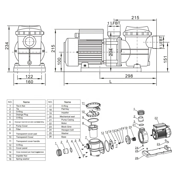 Bomba de agua circulante para piscina, dispositivo eléctrico de 110V, 50Hz, 60Hz, 0,35 HP-3hp