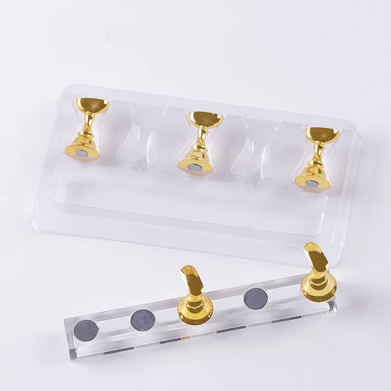 5Pcs Magnet Nail Tip Practice Display Stand Chess Board Gold Silver Pink Nails Practice Holder Polish Gel Chart Tool 10.5X1.4cm