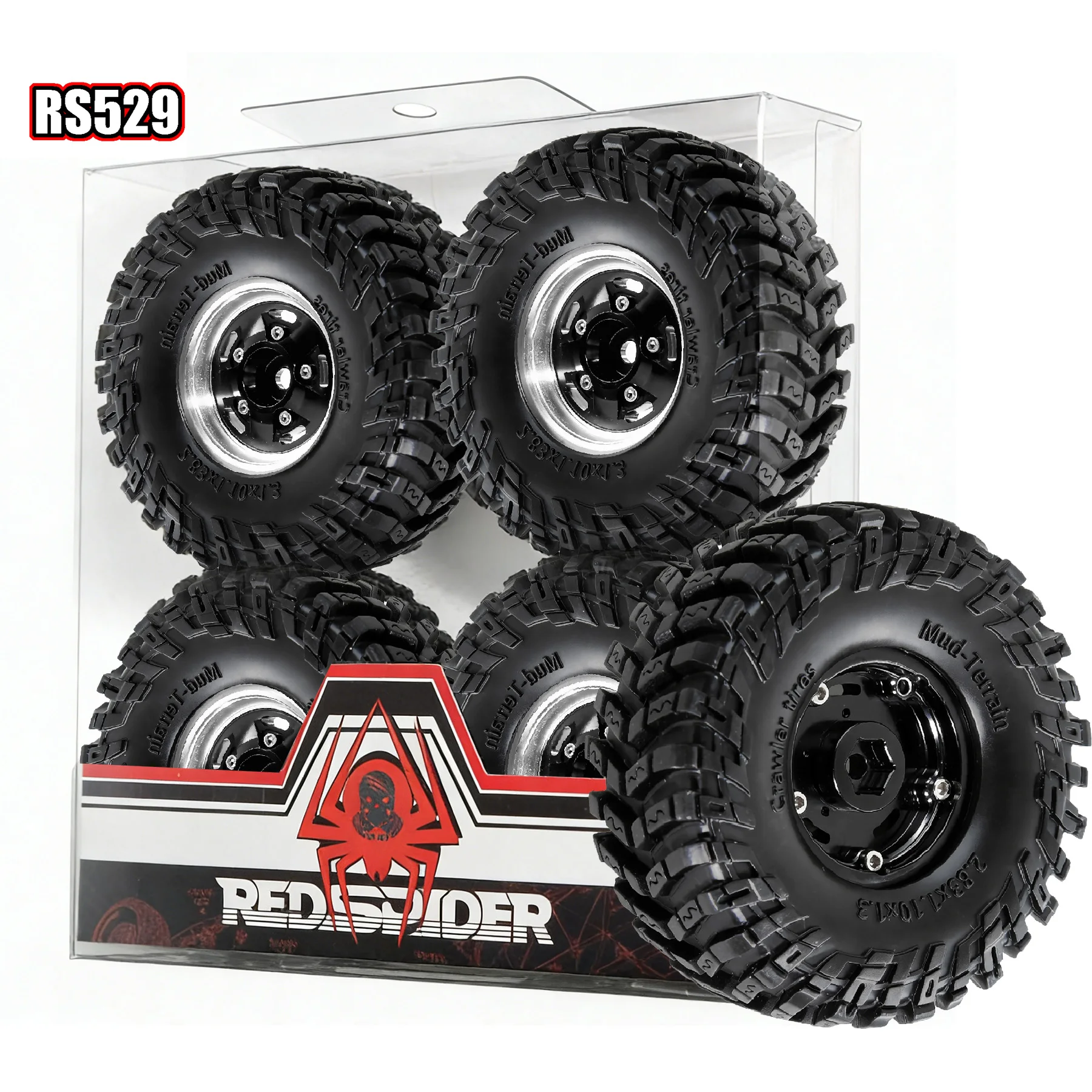 

RED SPIDER 4Pcs RC Aluminum 1.3Wheels Tires Swamp Claw Mud Terrain Tires for 1/18 1/24 RC Crawler Car FCX24 FCX24M Upgrade Parts