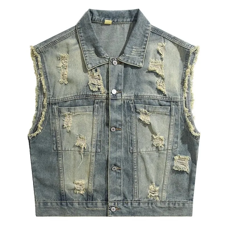

Summer Style Trendy Loose Casual Versatile Cool Vintage Sleeveless Vest American Washed Vest Men