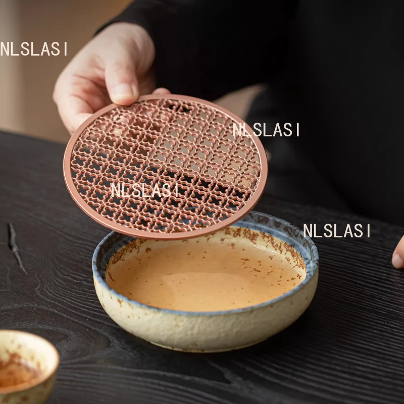 140ml Caramel Glazed Dry Foam Tray Small Household Water Storage Tea Tray Chinese Style Tea Tray Tea Ceremony Accessories