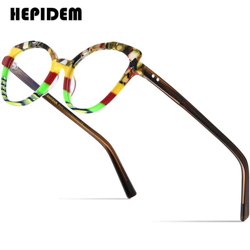 

HEPIDEM Multicolor Acetate Glasses Frame Women Designer Cat Eye Eyeglasses Ladies Spectacle Eyewear 9217