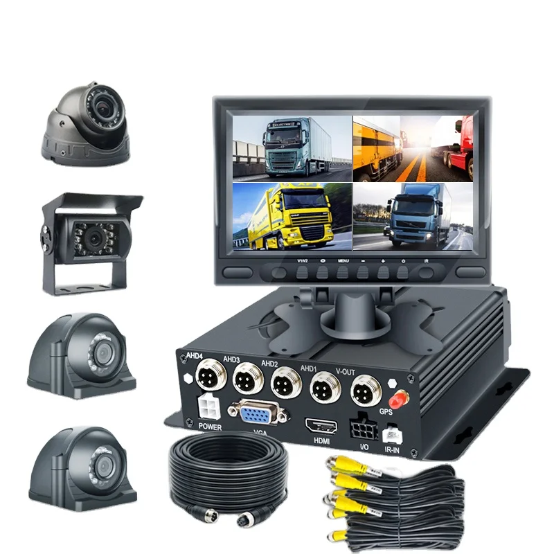 CCENTEN 7 Inch 4CH MDVR GPS Video Recorder Car Display  Reversing Rearview Camera For Truck Vehicle School Bus