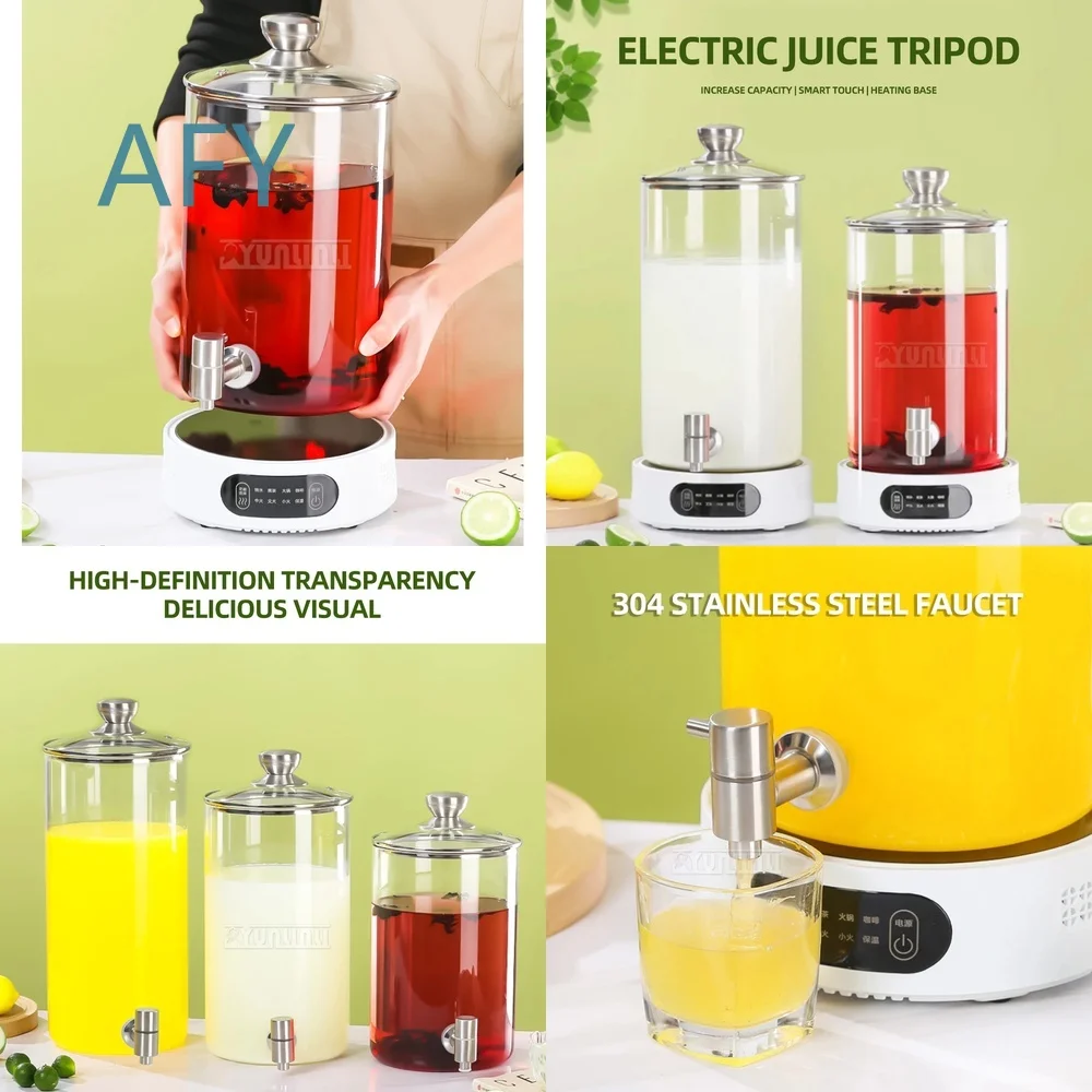 High Temperature Resistant Glass Tea Cooker for Beverage Bucket with Faucet Juice Soybean Milk Insulation Warmer Kettle for