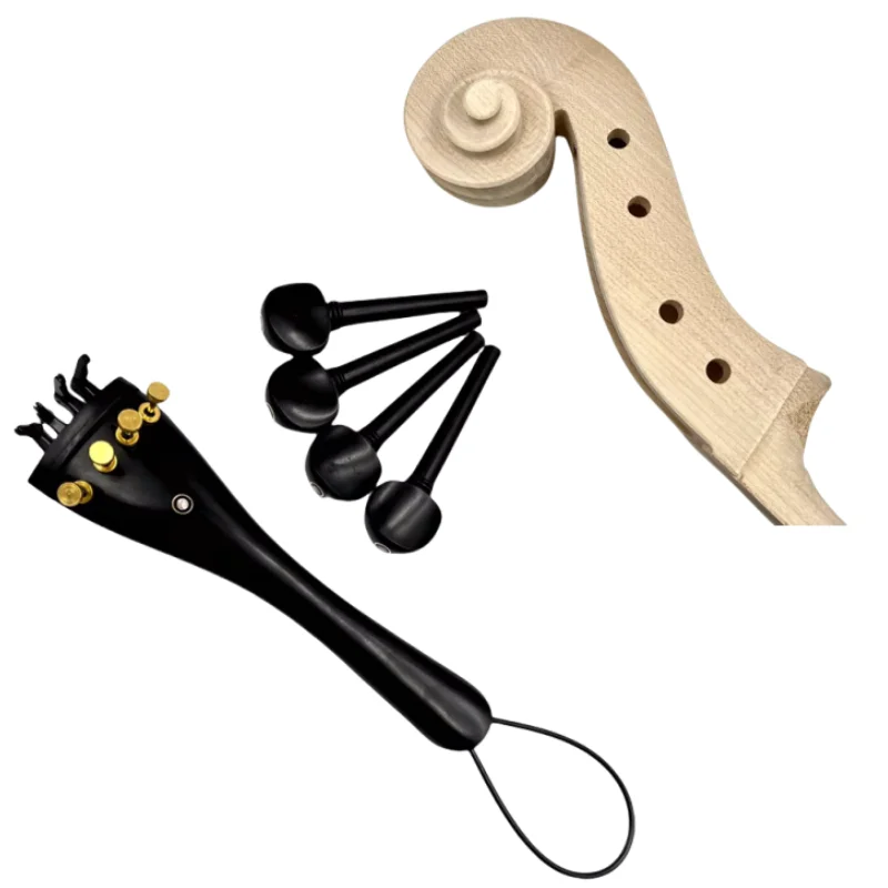 Cello Neck Head 4/4 3/4 1/2 1/4 Splendid Tuning Pegs, Fingerboard, Bridge, Tailpiece, Strings, Nut, Fine Tuners Cello Parts Fitt