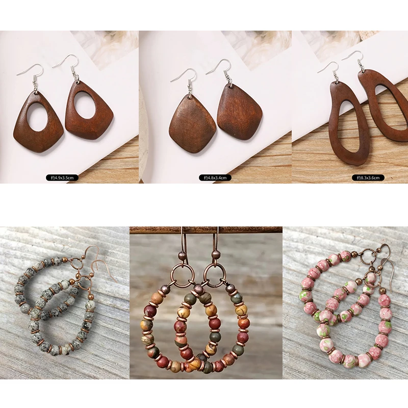 Anting Kayu Antik Untuk Wanita Desain Panjang Geometris Ringan Dan Nyaman Sempurna Untuk Fashion Musim Gugur Dan Musim Dingin