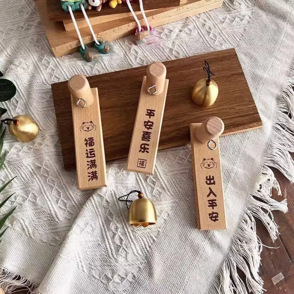Wooden Door Bell Strong Adhesive Door Opening Shopkeepers Bell Japanese Style Delightful Sound Wind Chime for Business Garden