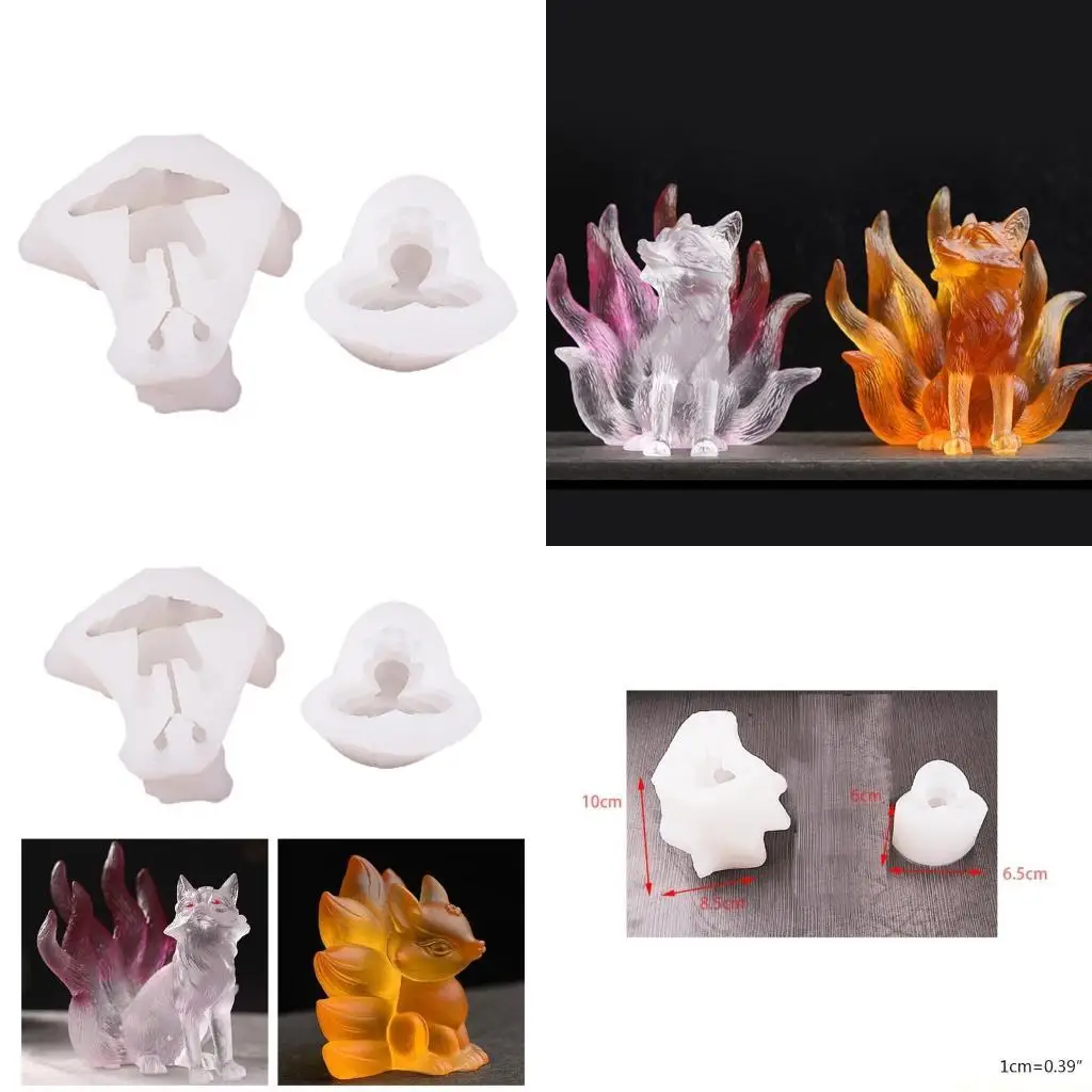 

D46E Nine-tailed Foxes Crafts Silicone Mold Epoxy Resin Jewelry Mold Resin Casting Pendant Mold Suitable for Diy Resin Crafts