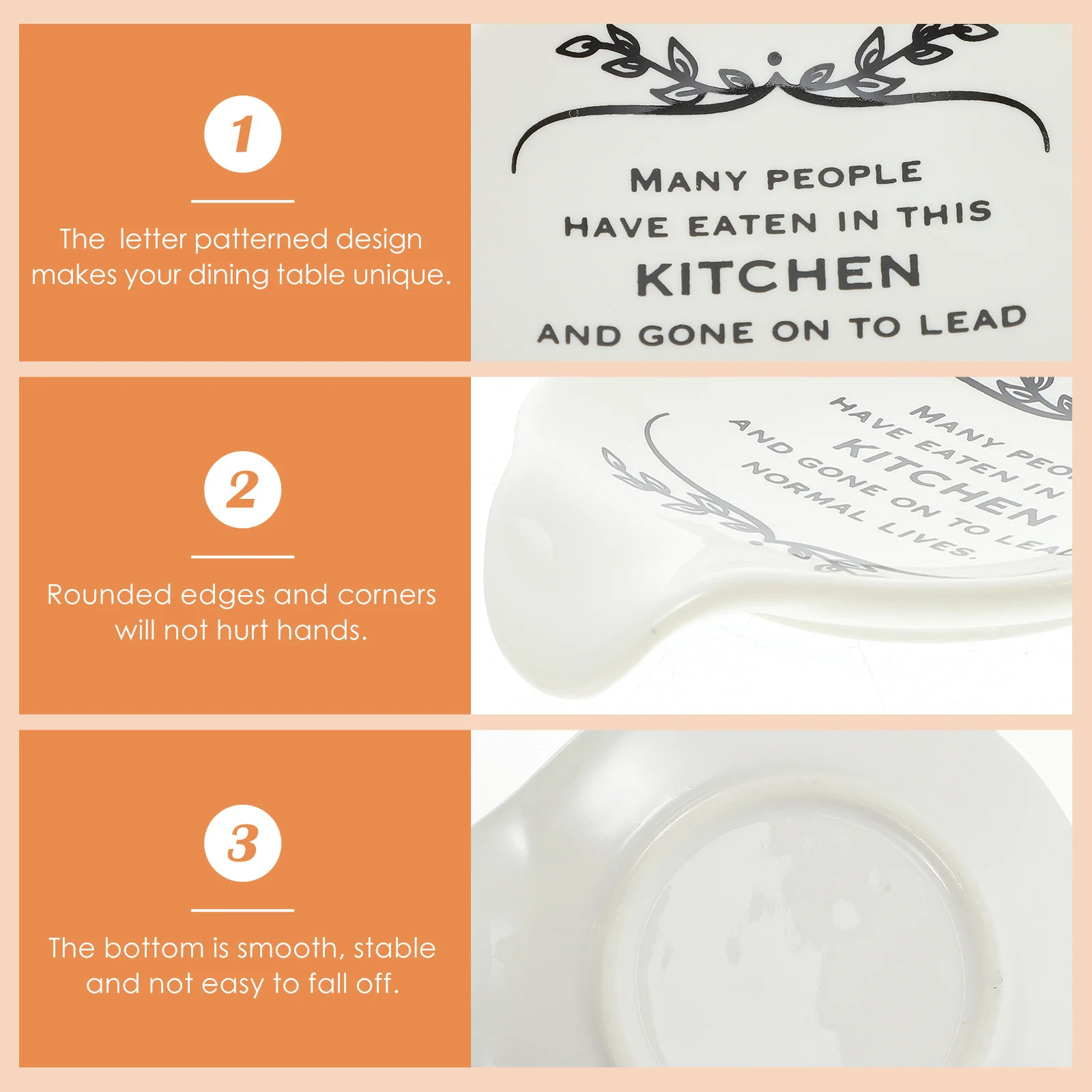 

Ceramic Soup Scoop Holder Letter Pattern Smooth Touch Spoon Storage Holder Scoop Rest Tray Dining Table Spoon Stand Restaurant