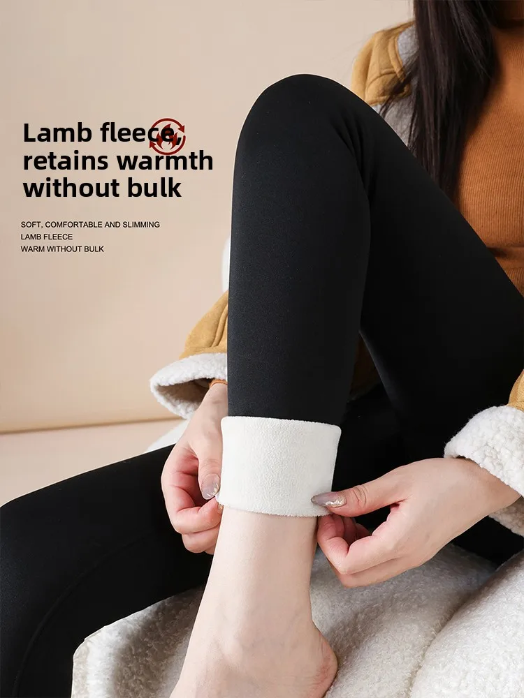 

Ultra-Thi Lamb Velvet Yoga Pants High-Waisted ark Skin Tight Fit Warmth No-Lint Winter Outerwear Ladies Base Layer Trousers