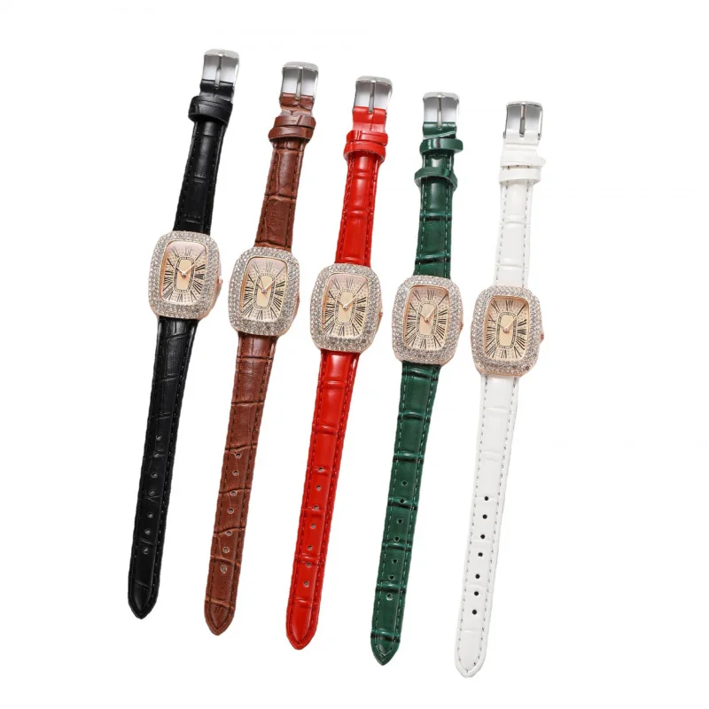 Reloj de cuarzo para mujer, pulsera de lujo con diamantes estrellados, color verde