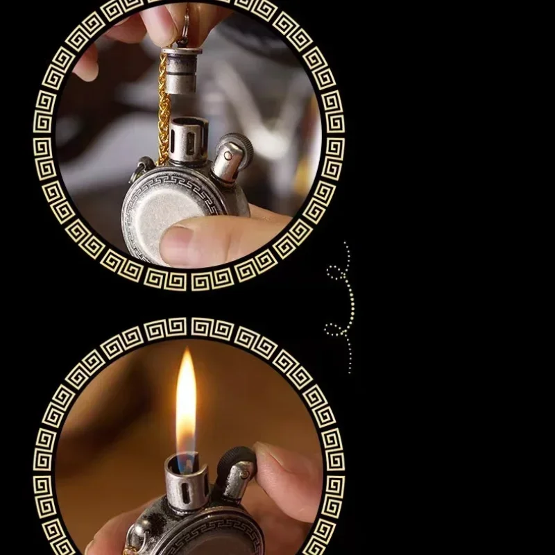 2027 Retro Mini Compact Grinding Wheel Kerosiene Lighter Electro-galvanized Alloy Creative Fingertip Metal Open Flame Lighter