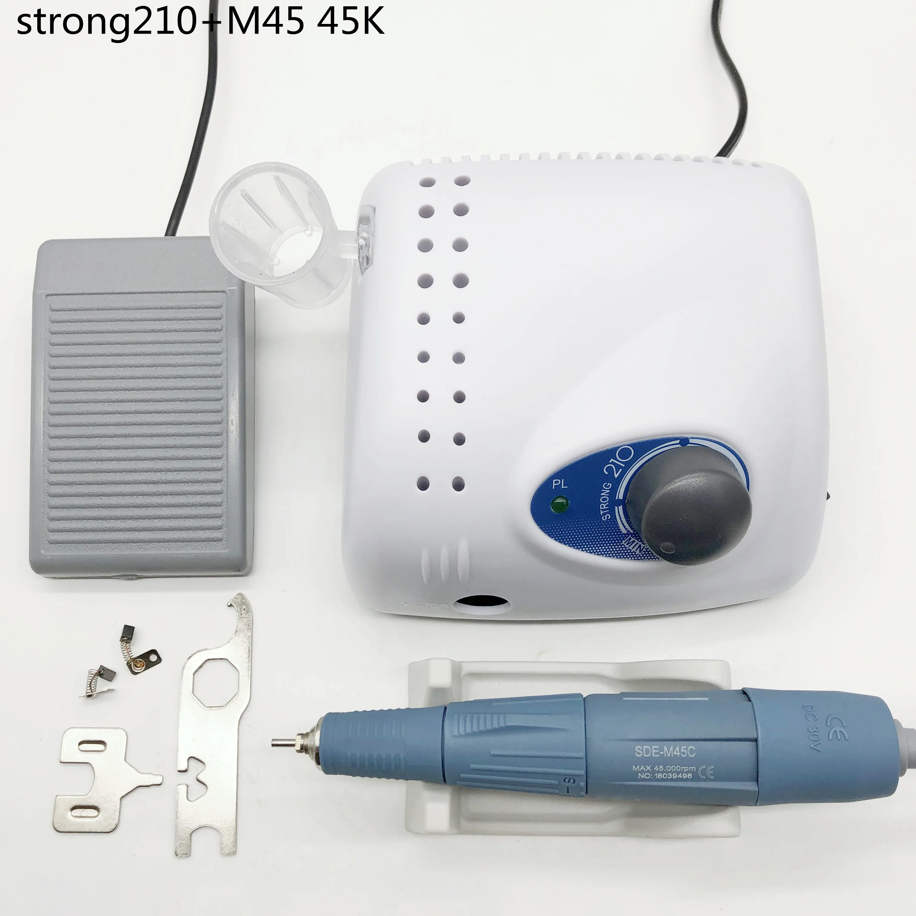 65W strong210 Control Box + Marathon DSE M45 Nail lucidatrice Drill 45000RPM Nail Dental Polishing Equipment