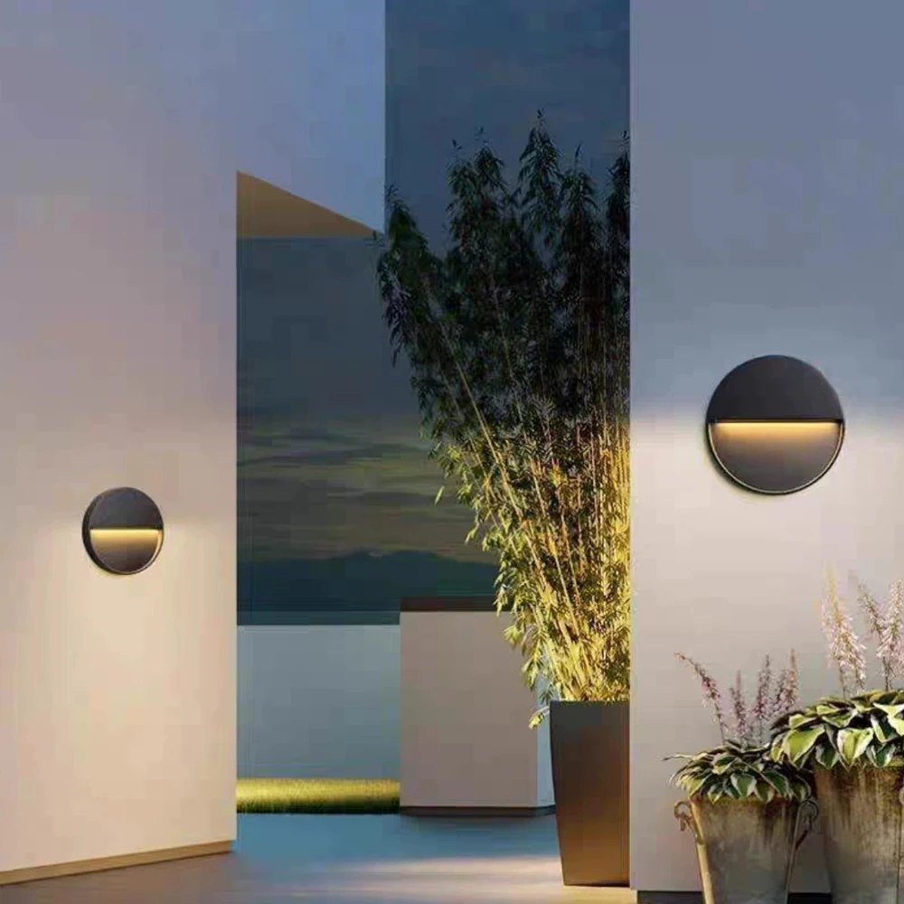 Outdoor Wall Light External Sconce Lamp Low Voltage Waterproof Round Balcony Luminaires Surface Mount Yard Night Lamp 12V 220V