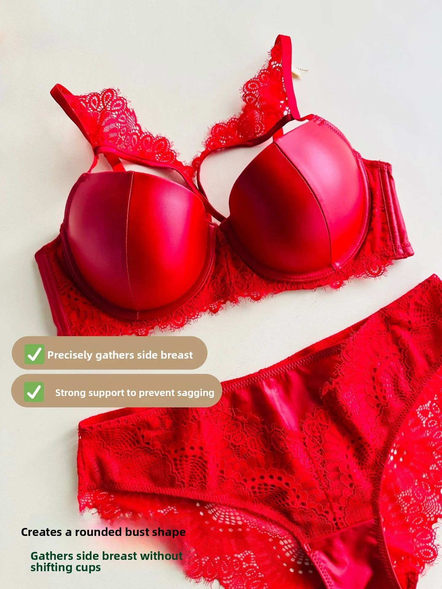 新着オートバイスタイルブラセット女性の下着セクシーなレースギャザースチールリングフルカップ-v-ネック固定ストラップ四季