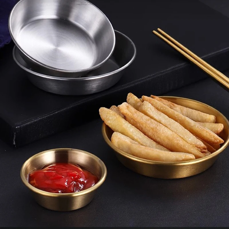 304 Stainless Steel Condiment Saucer Barbecue Restaurant Western Restaurant Salad Small Bowl Sauce Cup Fries Ketchup Saucer