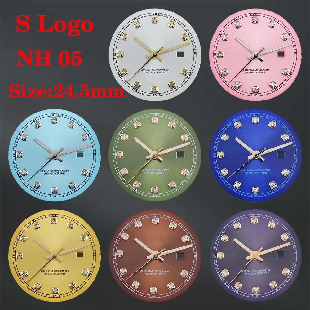 

24.5mm S logo diamond dial suitable for NH05 Japanese movement, high-quality diamond watch dial, women's watch accessories