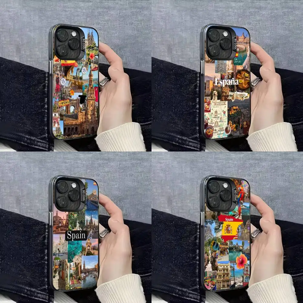 

Spain Travel COLLAGE Phone Case For iPhone 16,15,14,13,12,11,Mini,Pro,E,SE4,XS,MAX Black IMD Box