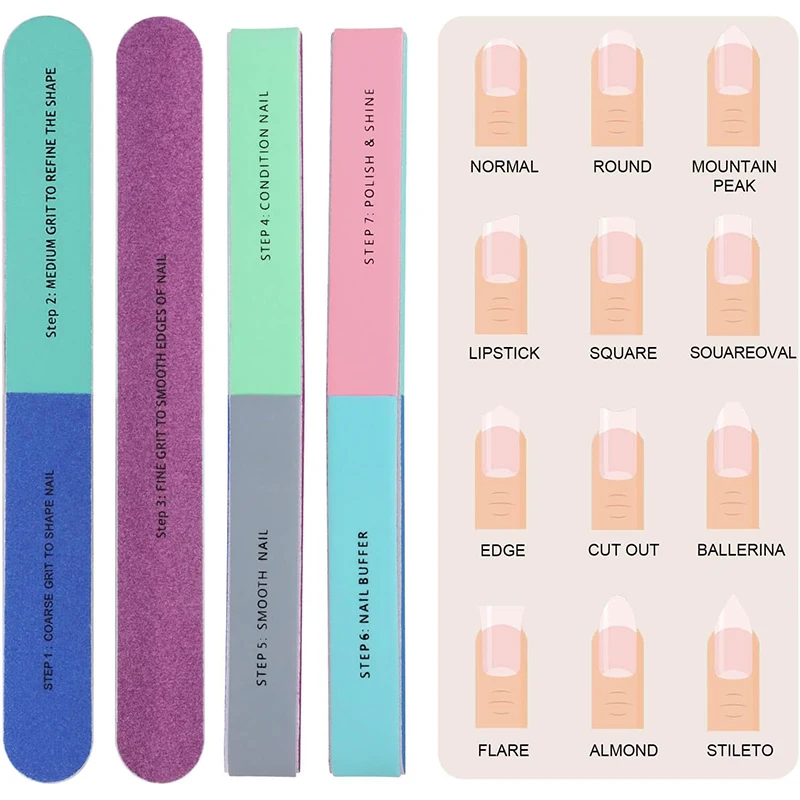 10/1Pcs Nail Buffer Block 7 Way Nail Files Professional Nail Care Tools Colorful Buffing Block Polisher Manicure Sanding Tool