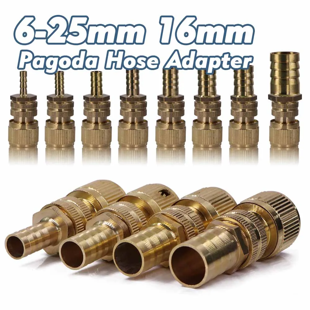 Brass Hose Adapter Barb Pagoda Pipe Fittings for 6/8/10/12/14/16/19/25mm Garden Irrigation Watering Tubing Quick Connector Joint