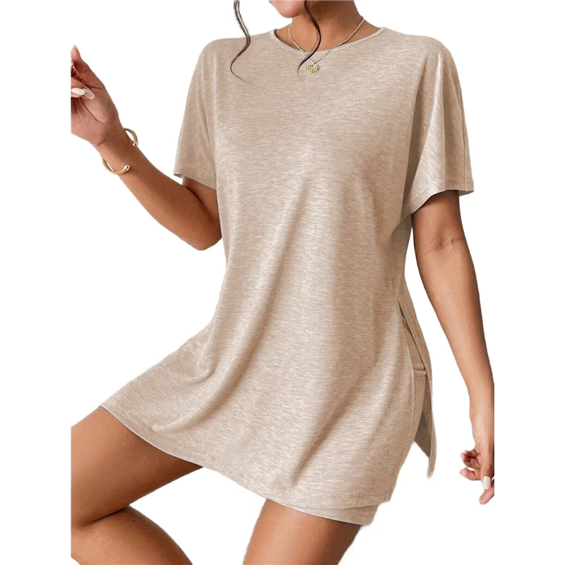 

TEXU Women's 2 Pieces Short Sleeve Lounge Sets Oversized T-Shirts And Biker Shorts