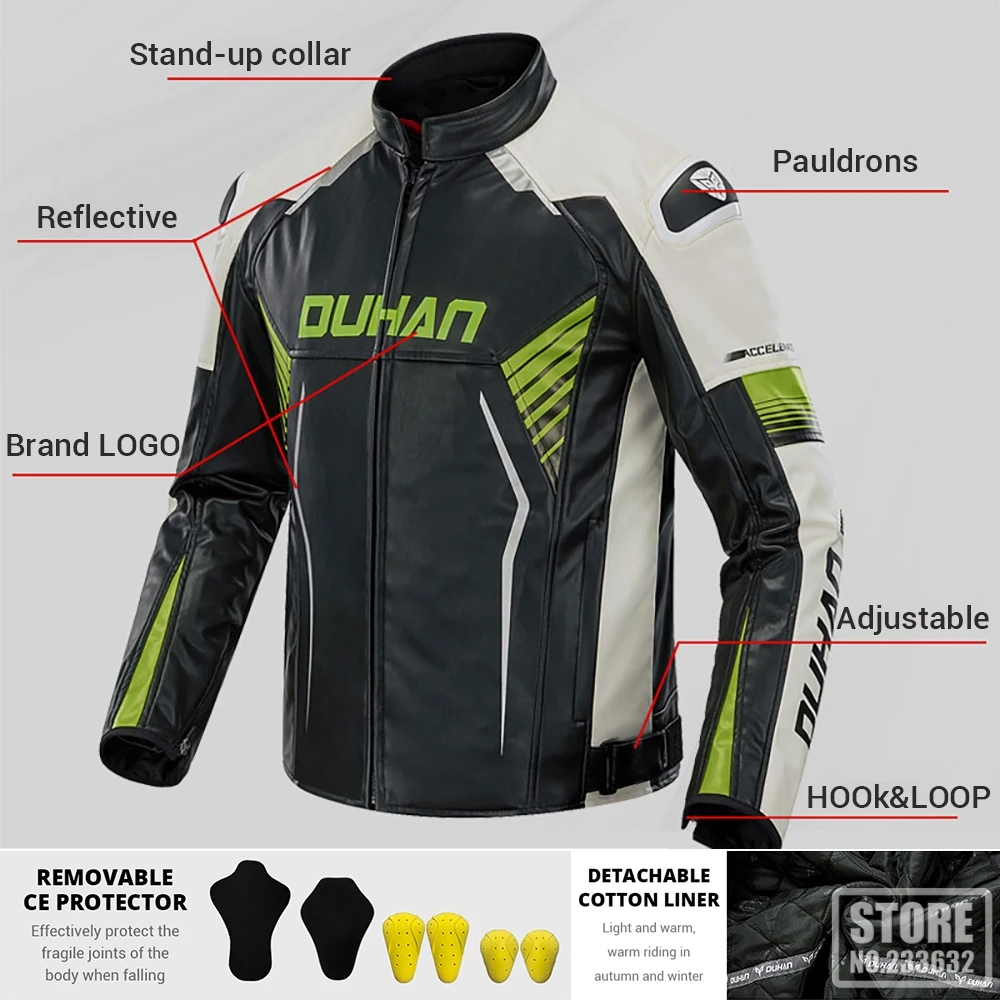 DUHAN-Jaqueta de Couro de Motocicleta, Impermeável, Motocross, Moto Racing, Equitação, Novo