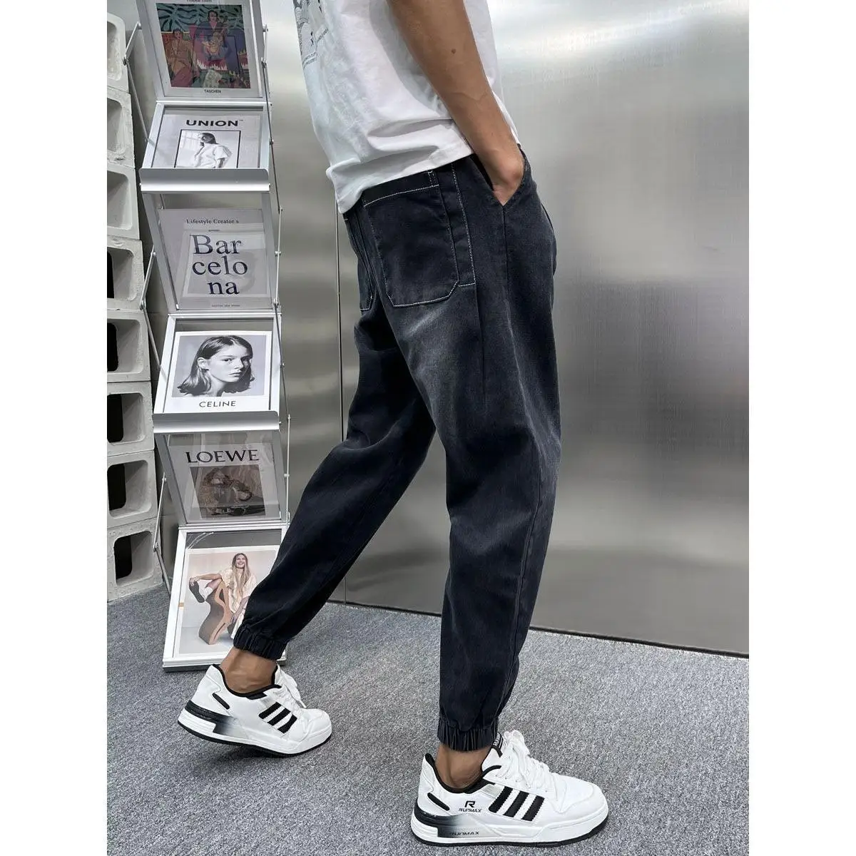 Korean Popular Clothes Trendy Brand Jeans Thin Leggings Spring Summer Men's Pants 2026 New Summer Small-footed Casual Pants