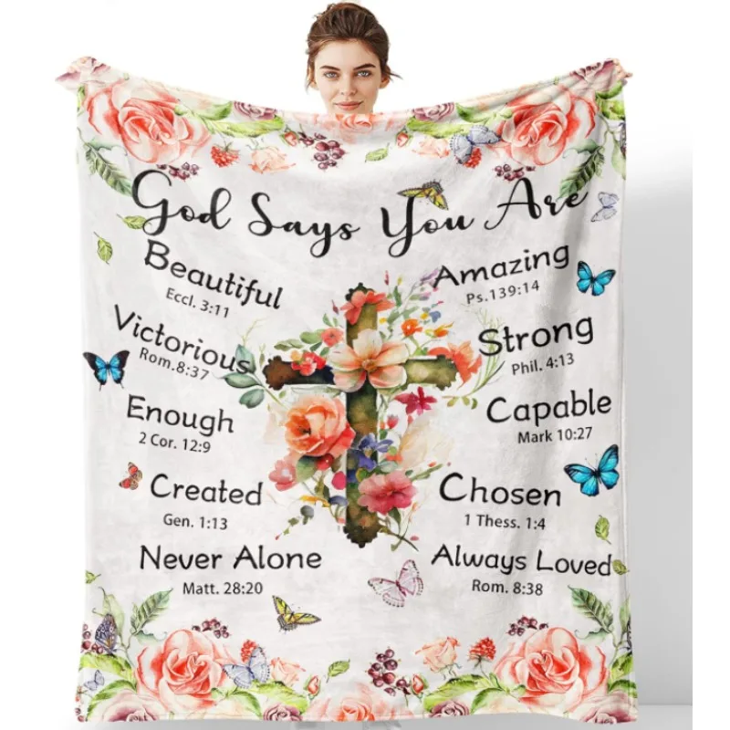 

Christian women's gift blanket, motivational religious blanket, Bible scripture blanket
