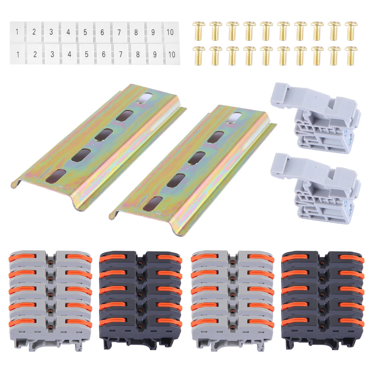 Kit de blocos terminais de trilho Kit de blocos de terminais de trilho DIN, com compacto universal