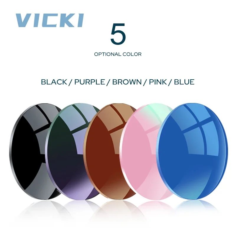 VICKY Photochromic Gray Brown Pink Purple Blue Series 1.56 1.61 1.67 Prescription Glasses Lenses For Myopia Hyperopia