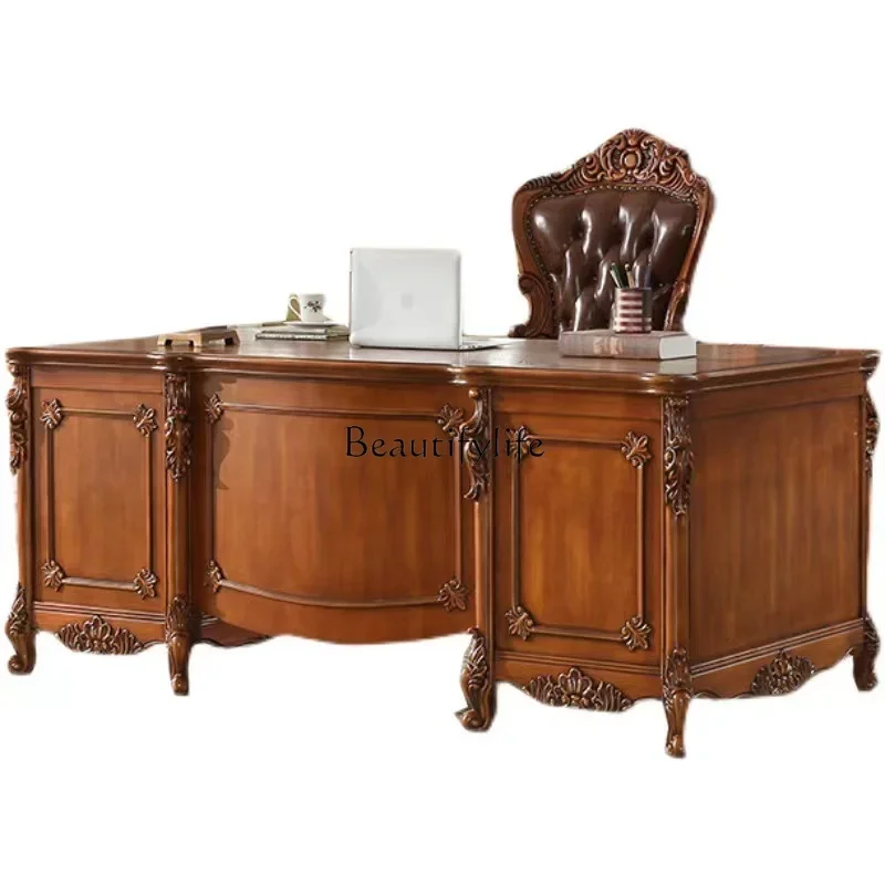 

ls04American solid wood desk, desk, computer, European-style villa, office desk and chair, writing desk
