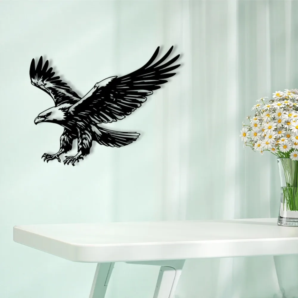 Vintage Eagle Metal Wall Art, Patriotic Iron Statue Hanging Powder Coated for Living Room Decor Gift