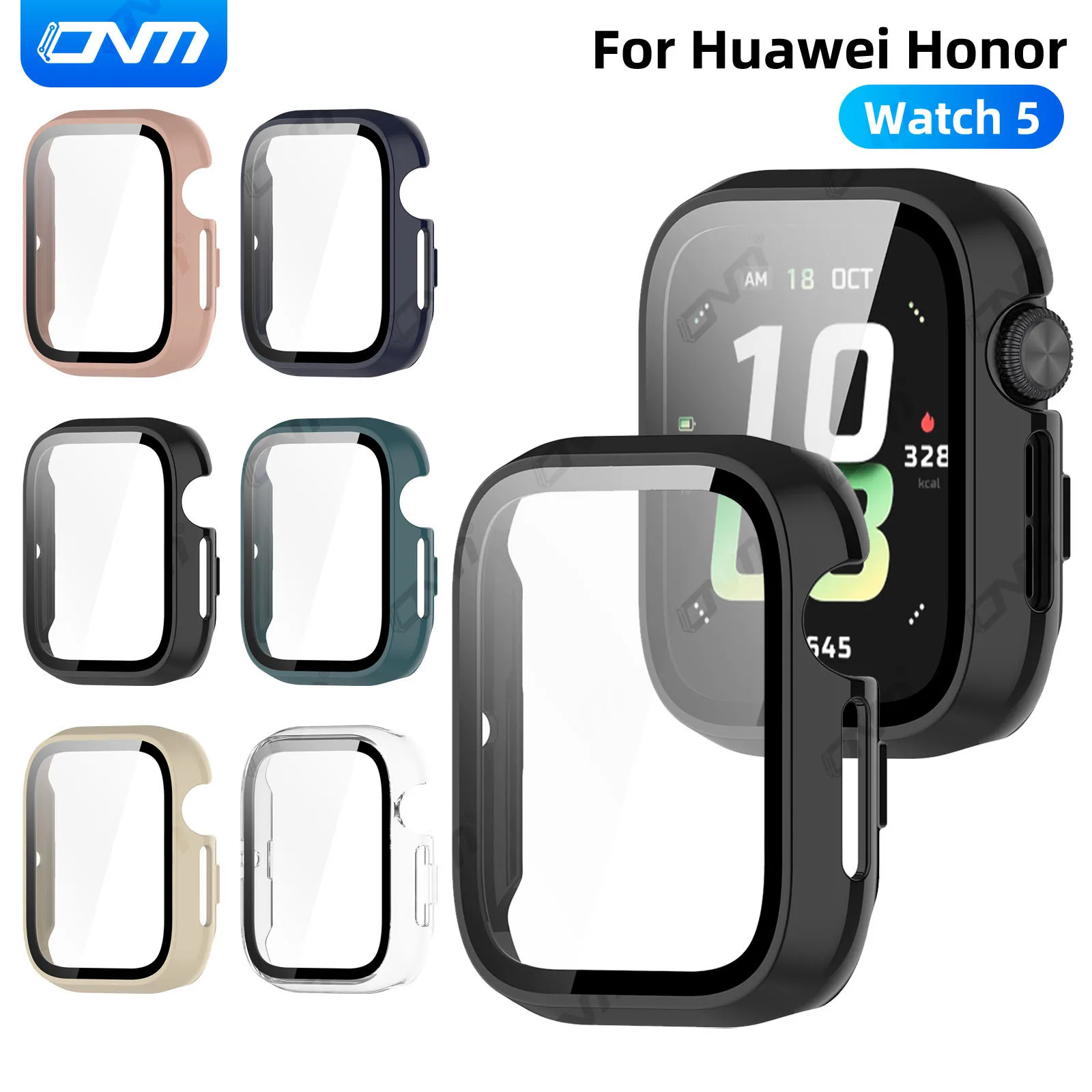 Watch Case for Huawei Honor Watch 5 Tempered Glass Screen Protector All-Around Hard PC Protective Bumper Cover Accessories