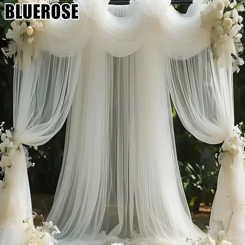Elegant Tulle Fabric Polyester Net Tulle for Wedding Arch Ceremony Backdrop Birthday Bachelor Party Universal Decoration