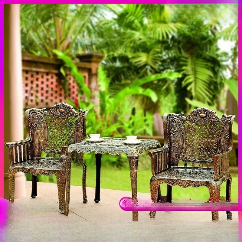 OBMOutdoor cast aluminum tables and chairs courtyard furniture set leisure villa open-air custom processing outdoor wrought iron