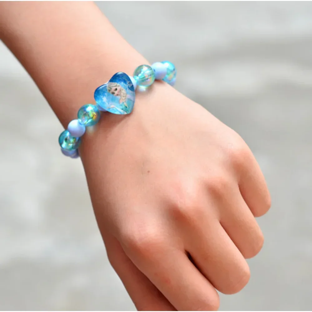 Disney Frozen Bracelet Elsa Anna Princess Beaded Girls Anime Glitter Beaded Cute Jewelry Bracelet for Children's Birthday Gifts