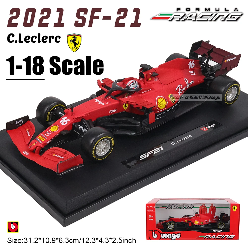 

Bburago 1:18 2021 F1 Ferrari SF21 #16 Charles Leclerc car model alloy toy collection toy series gift Exquisite Simulation