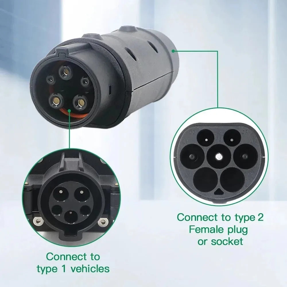 Electric Vehicle Charging Connector Type 2 to Type 1 J1772 EV Adapter Type 1 to Type 2 IEC 62196-2 EVSE Charger EV Adaptor