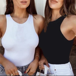 2024 New Hot Body top Streetwear Body suit Clothes top catsuit O Neck Summer senza maniche Sexy Body Women Off spalla
