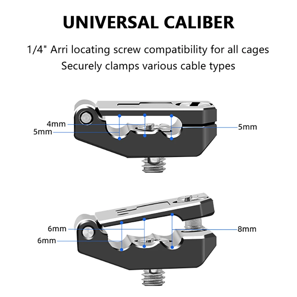 Kamerakabelklemme mit 1/4 Zoll Arri-Schraube für Kamerakäfig-Rig, HDMI-kompatibler Kabelclip für 4 mm 5 mm 6 mm 8 mm Kabel – Detail 2