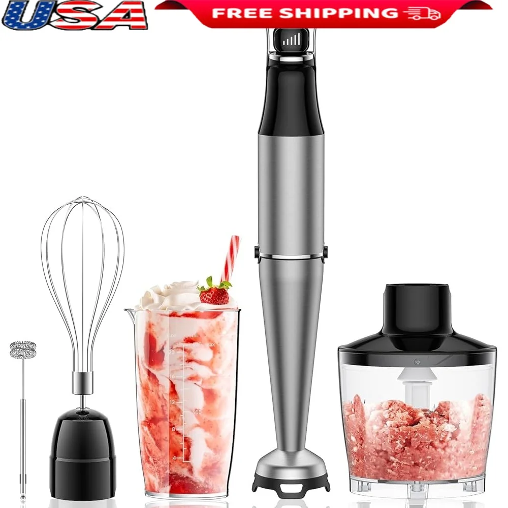 

Погружной ручной блендер 800 Вт, 5 в 1, кухонный миксер с регулируемой скоростью, эмульсионные блендеры с насадками