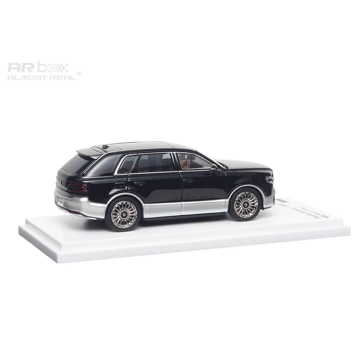 โมเดลรถ SUV อัลลอยด์ Almost Real AR Box 1/64 รุ่นจำลองปี 2023 โตโยต้า เซ็นจูรี่ ลินเฟิง สีดำ-เงิน ของตกแต่งห้อง ของขวัญ